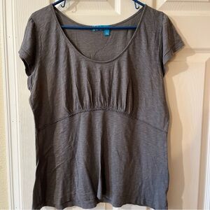 Fresh Produce Scoop Neck Empire Waist Gray Women's Top L